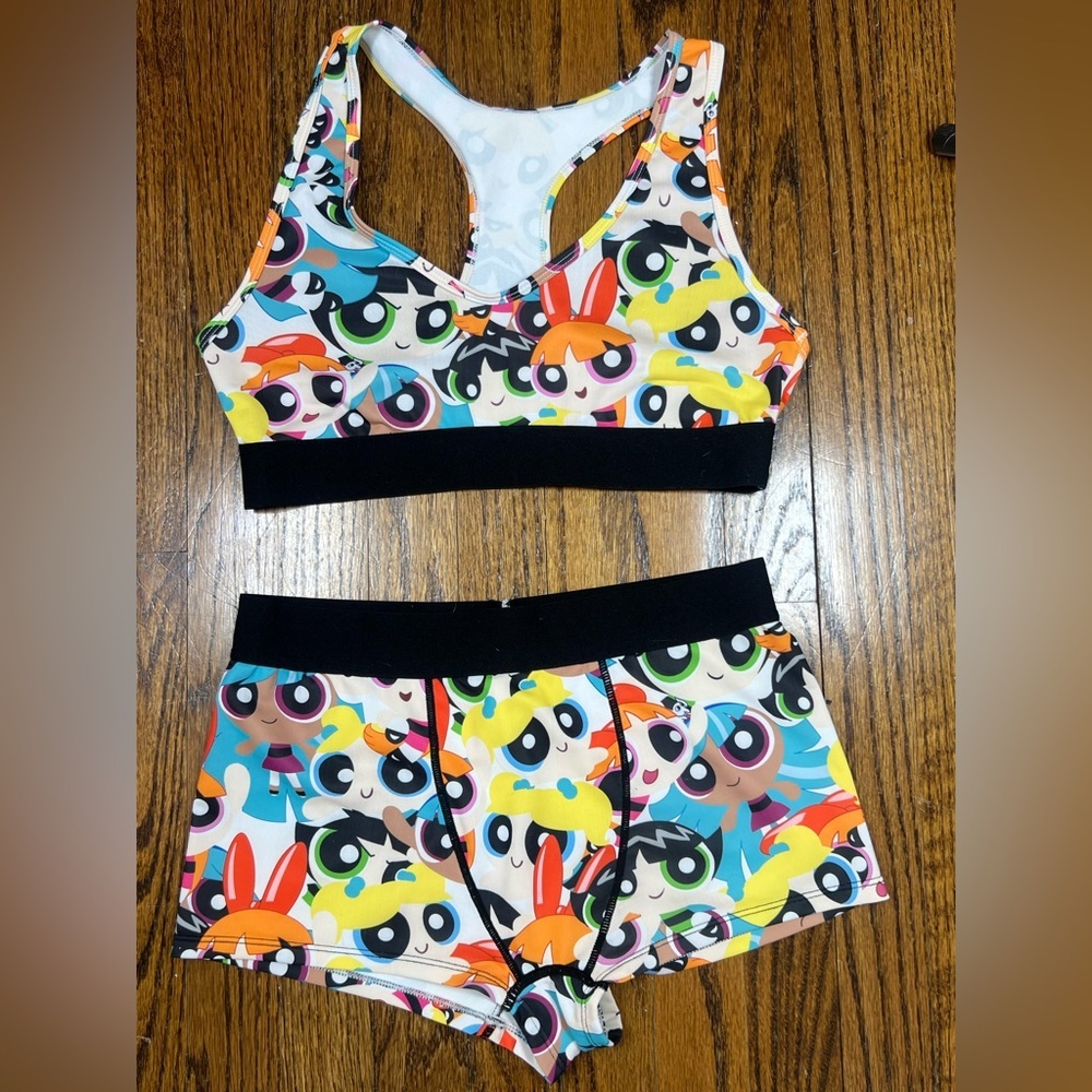 Cartoon Network Power Puff Girls Racerback Top and Shorts Set Size Large